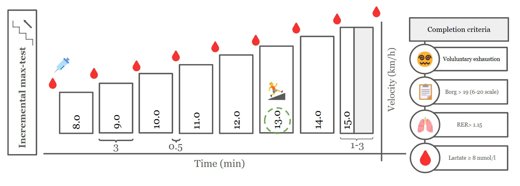 diagram over trappe max-teststen på løbebånd